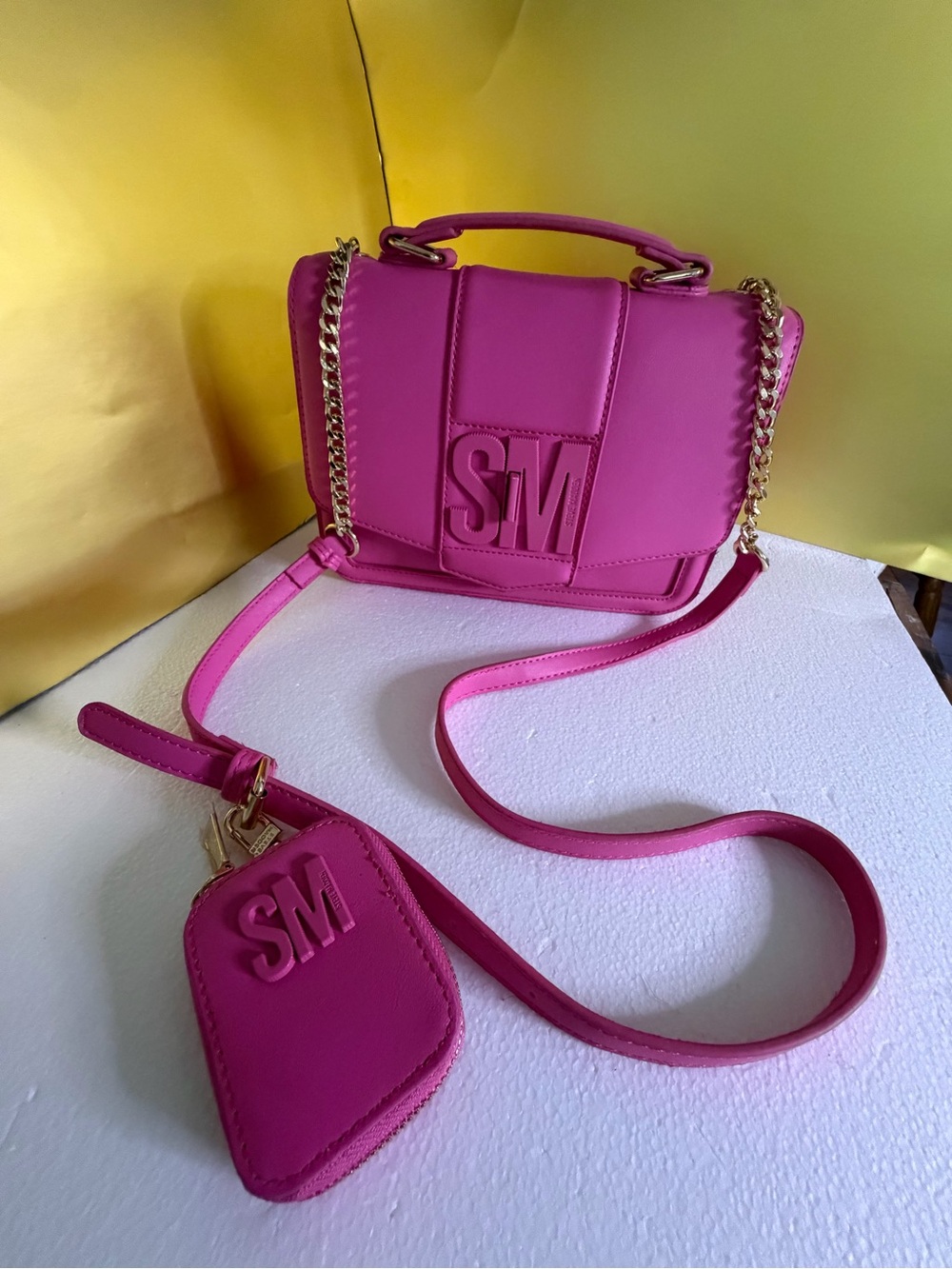 Steve Madden Hot Pink Crossbody Bag with Matching Pouch
